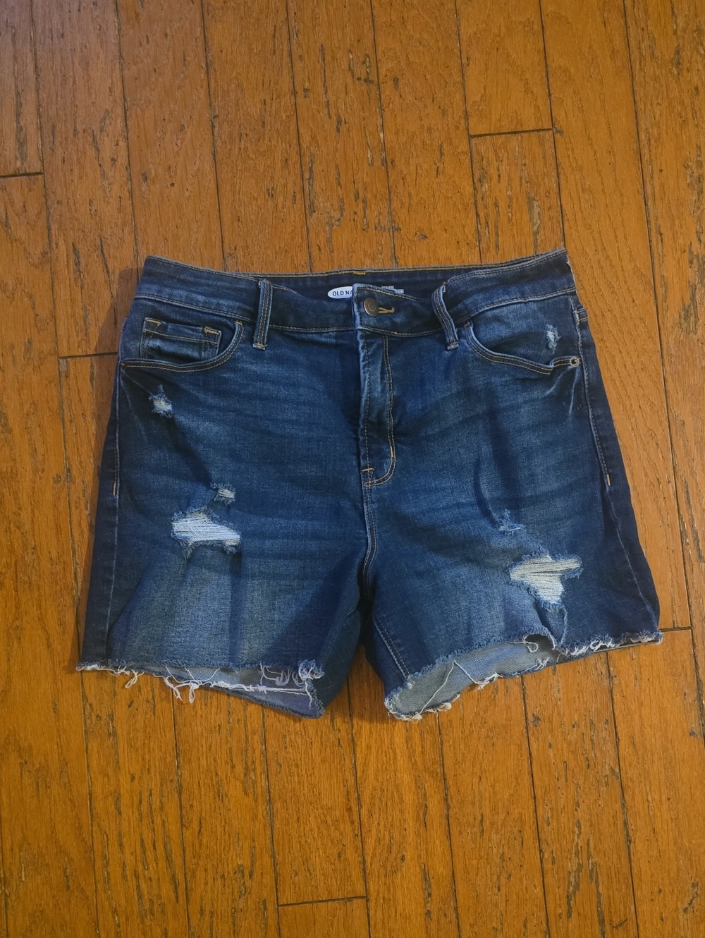Old Navy Women's Dark Blue Distressed Denim Shorts